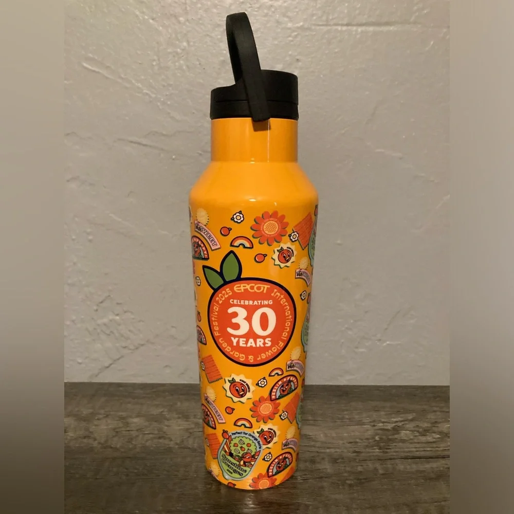 Epcot International Flower and Garden Orange Bird Corkcicle Water Bottle - Picture 4 of 11